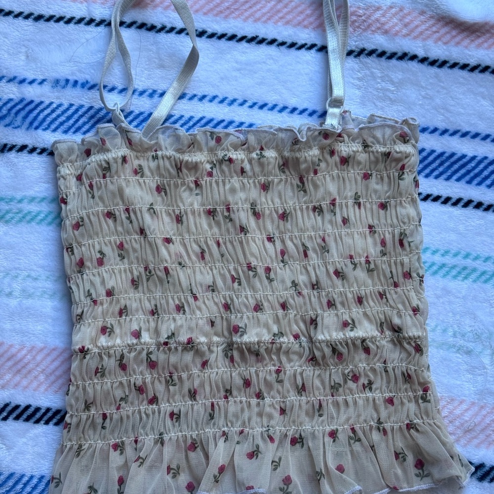 Elegant Floral Beige Camisole
